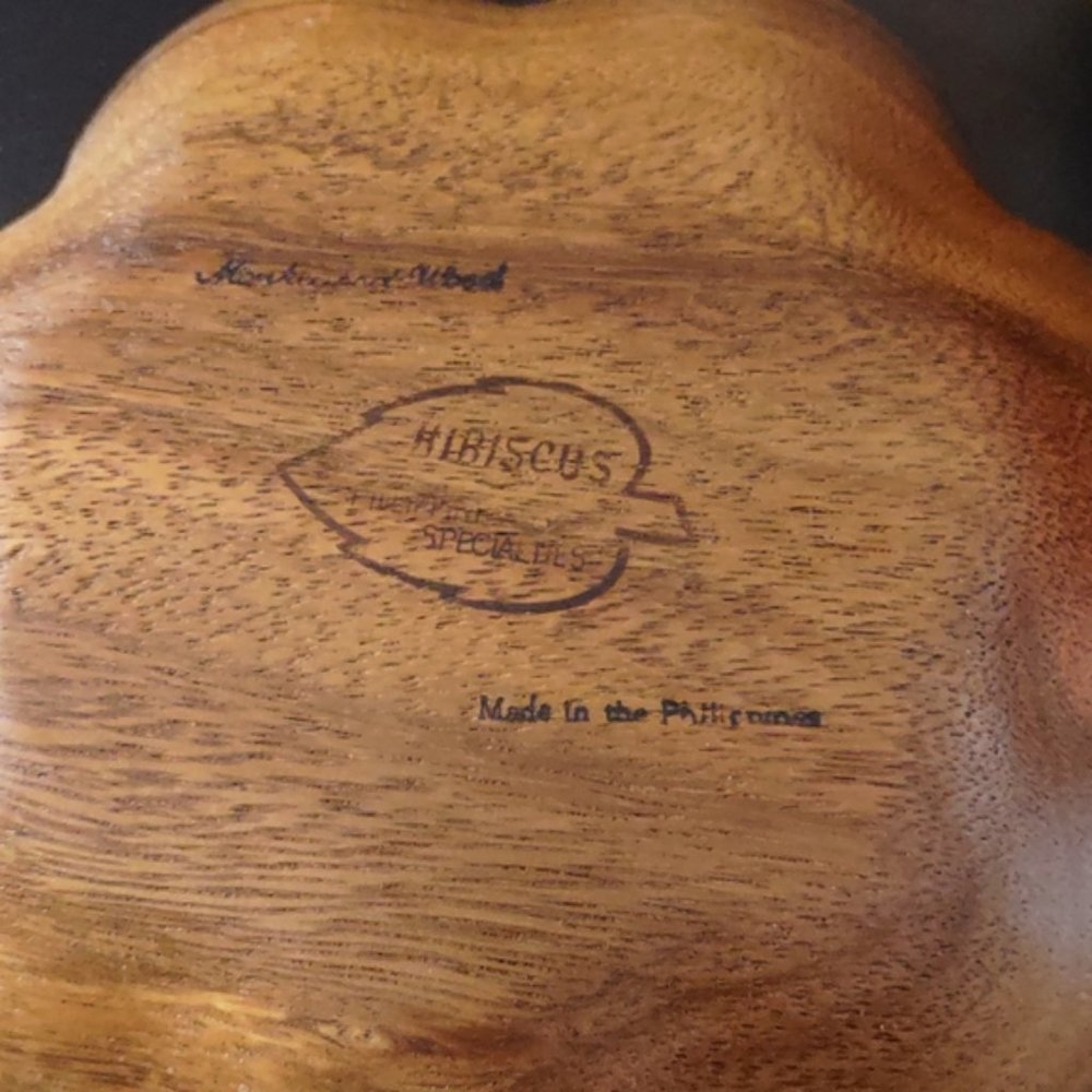 Vintage Monkey Pod Wood 5pc Small Scalloped Bowls by Hibiscus - Picture 4 of 6